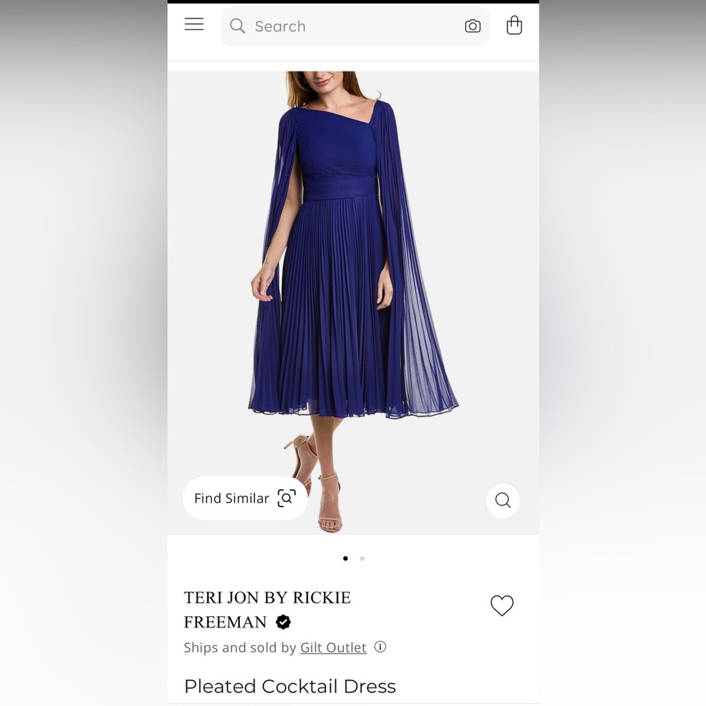 TERI JON BY RICKIE FREEMAN Pleated Cocktail Dress